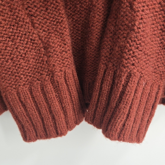 Madewell Firelight Sweater Rust Cable Knit Wool Blend - Picture 7 of 13